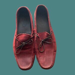 Tod’s Red Suede Gommino Driving Loafers – Size 12 (Made in Italy)